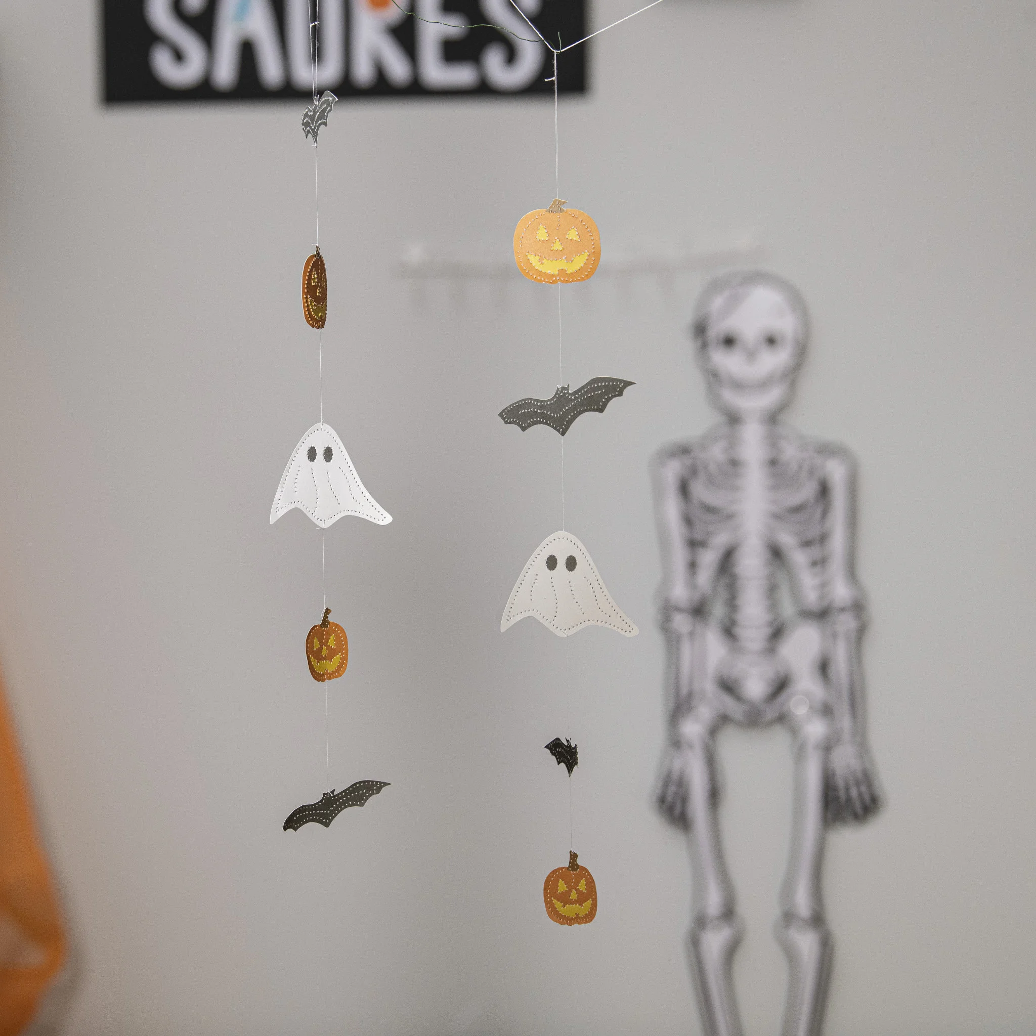 Halloween, Girlande, Papierfiguren, Spukdekoration, Kürbis