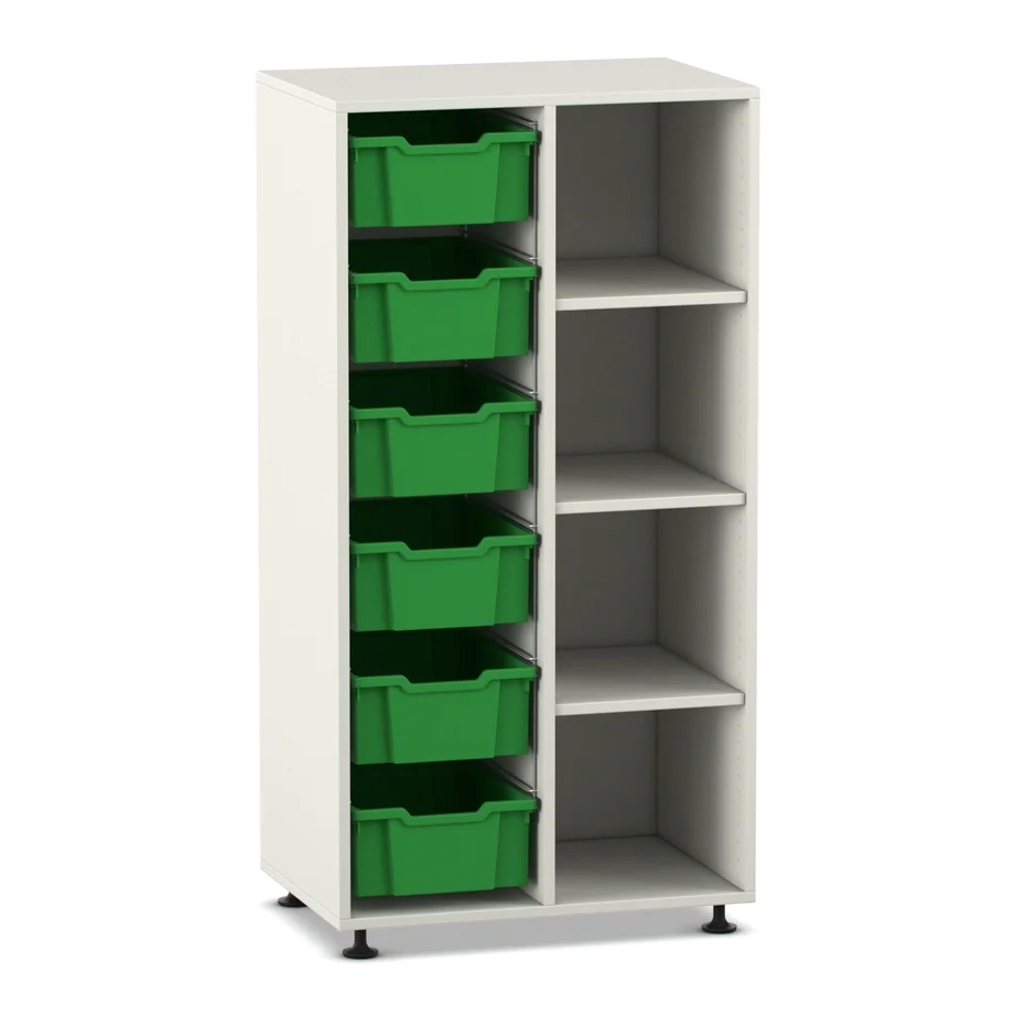 Schubladenkasten, Aufbewahrung, Kunststoffeinsätze, Grüne Boxen, Regal