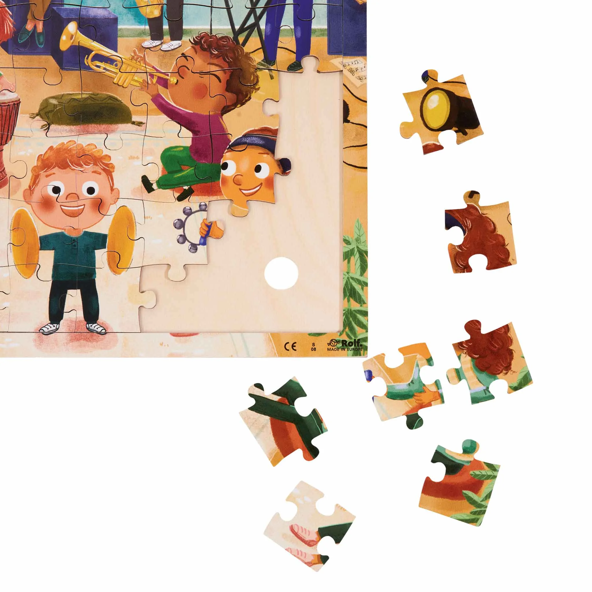 Puzzle, Puzzle-Stücke, Kinder-Puzzle, Cartoonfiguren, Bunte Szene