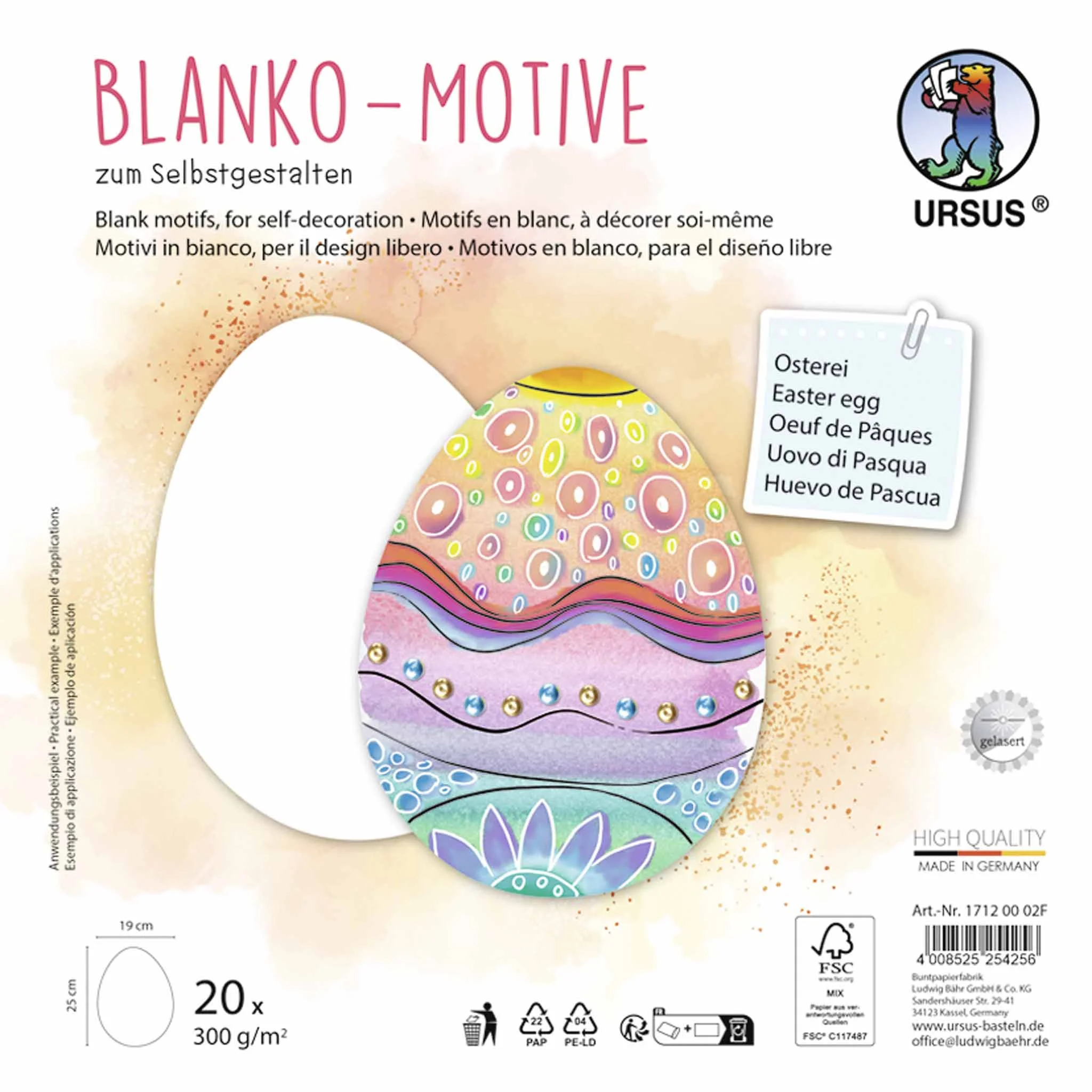 Ostern Ei, Dekorationsmotiv, Blanko-Ei, Kunstpapier, Farbreiches Muster
