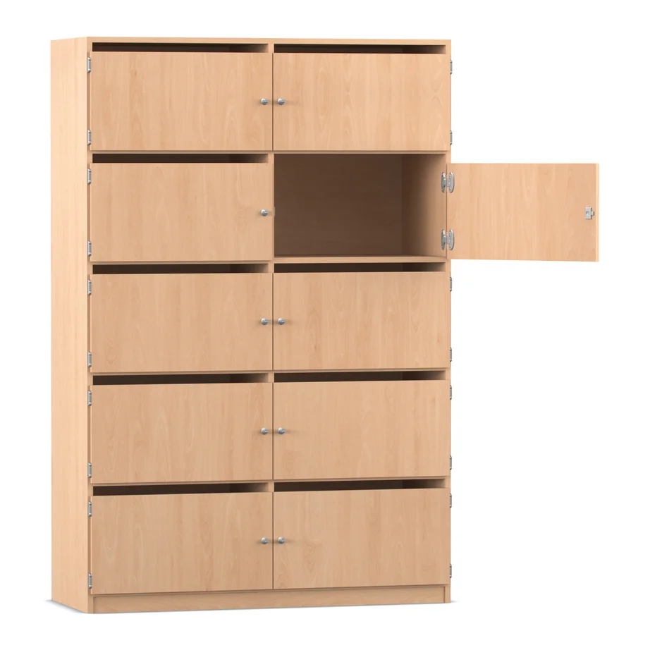 Schließfachschrank mit 10 Briefschlitzen, 190 x 126,4 cm, Buche hell