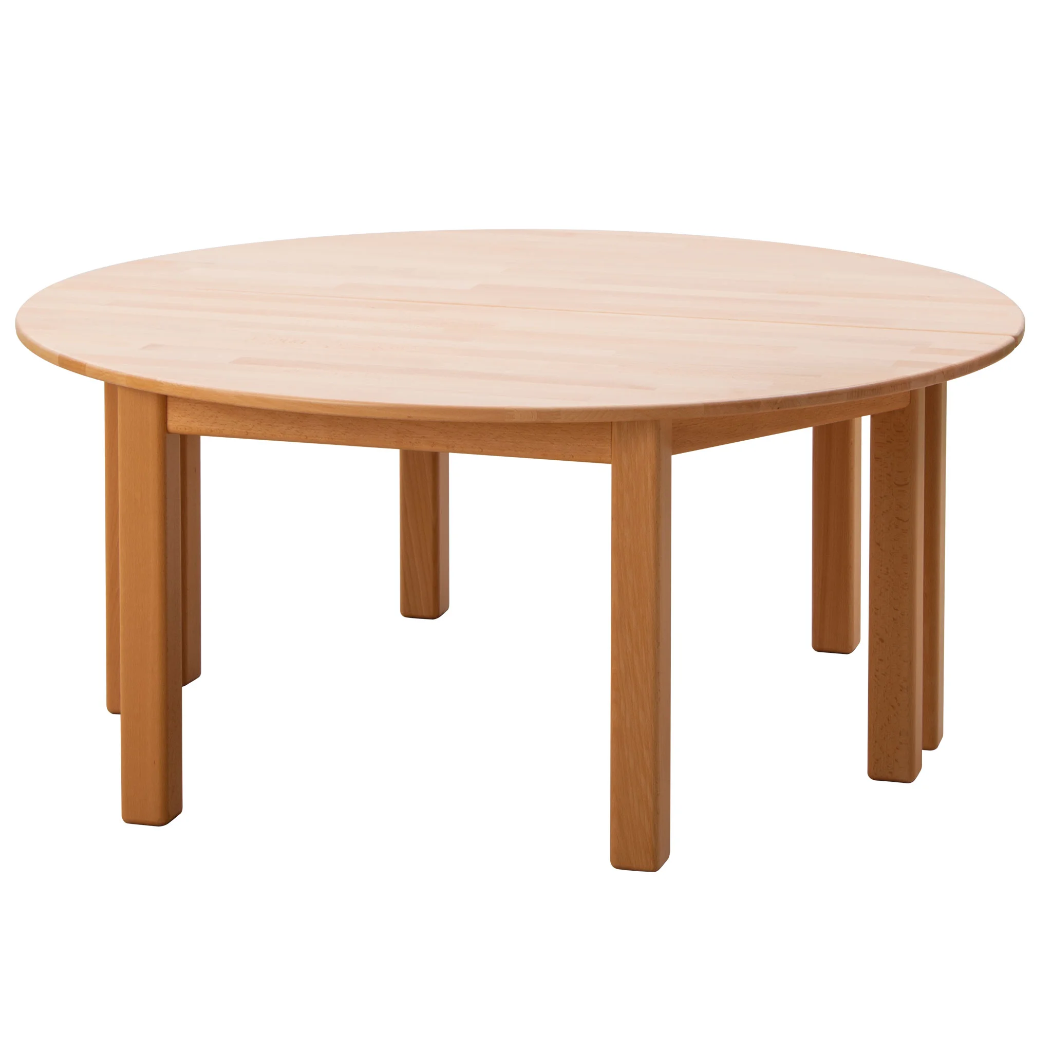 runder tisch, holzstuhl tisch, helles holz, esszimmertisch, vier beine