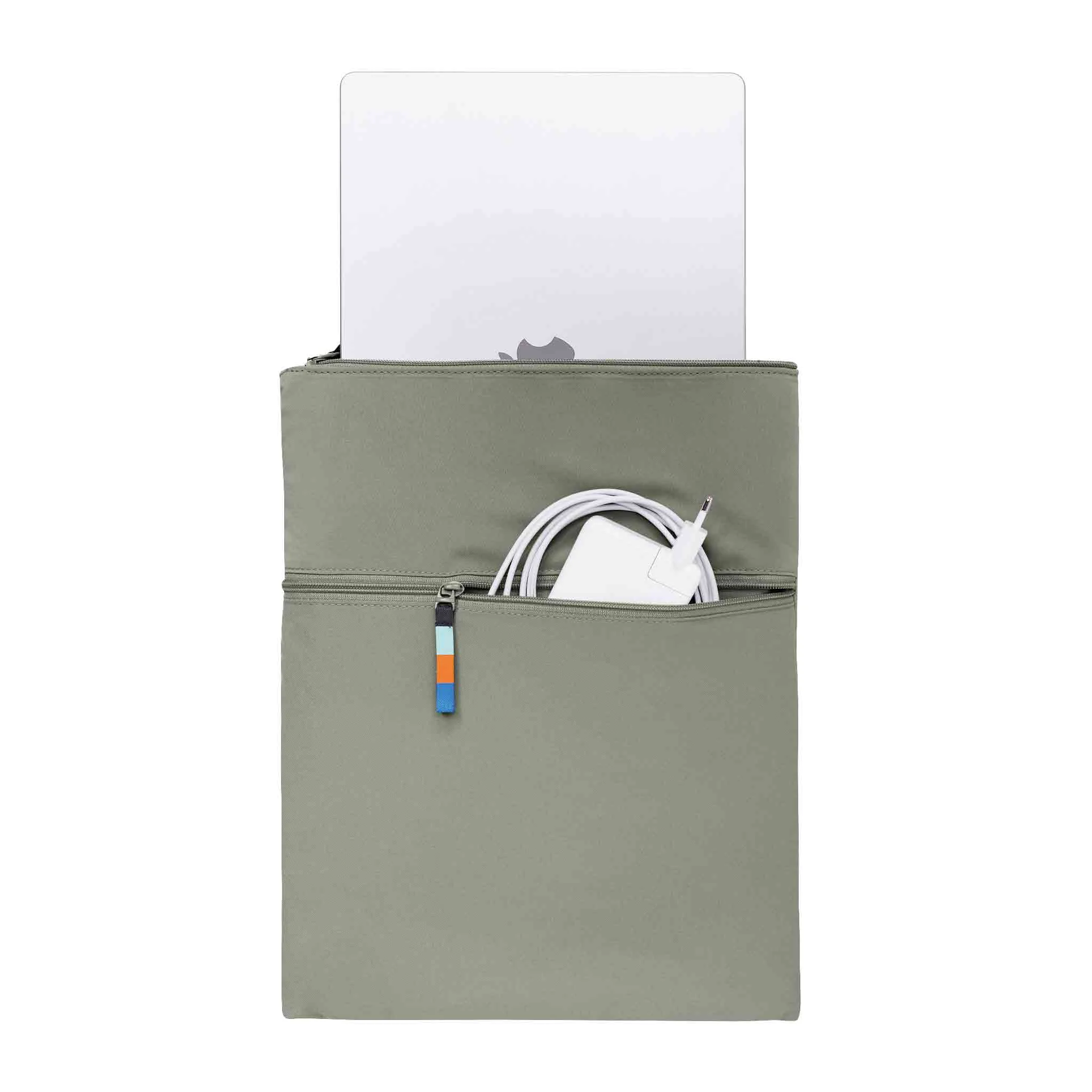 Laptop sleeve, Clamshell pouch, Zipper pocket, USB-C charger, Cable