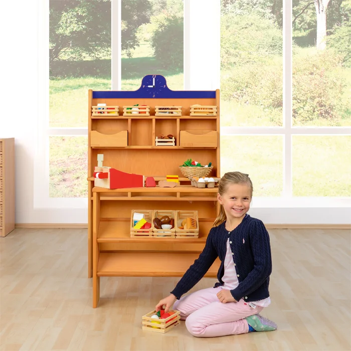 kinderregal, holzregal, spielzeugatelier, holzspielzeug, holzbausatz