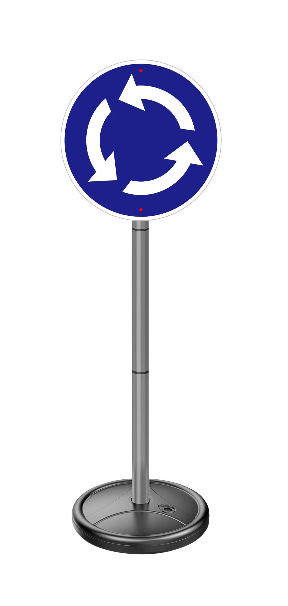 Verkehrszeichen, Kreisverkehr, Rundzeichen, Stahlstange, Standfuß