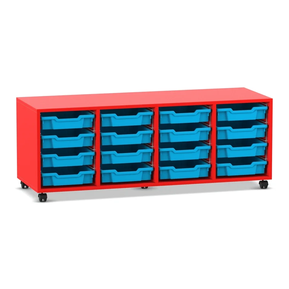 werkzeugschrank, roter schrank, blaue behälter, aufbewahrungsSchubladen, rollbare schränke