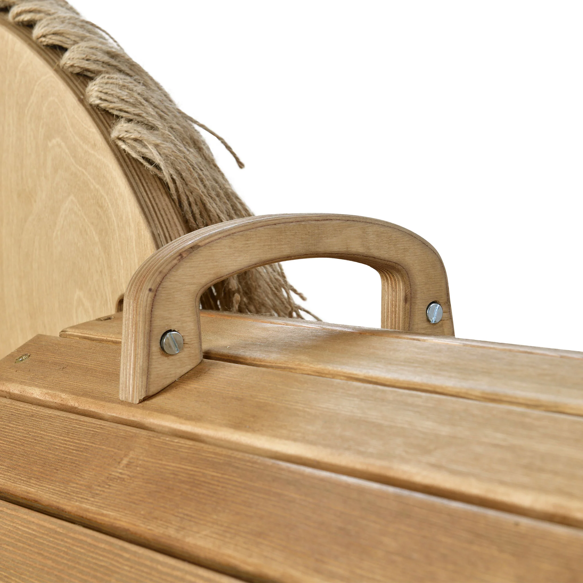 Holzkorb, Holzkorb mit Henkel, Spule Jute, Holzplatte, Spule Holzart