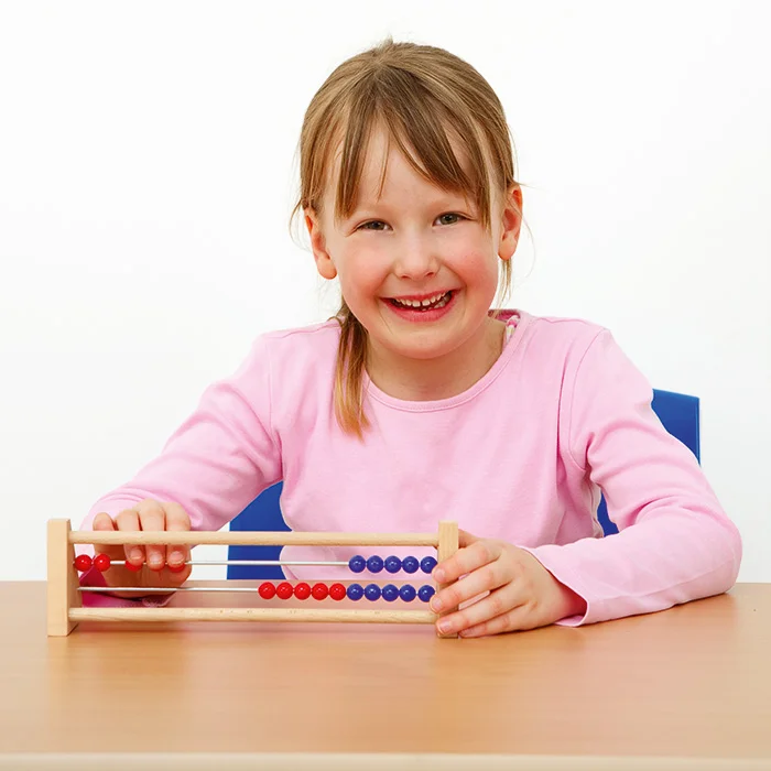 Kinder, Hinnengliedarithmetik, Abakus, Holzabacus, grau-rosa