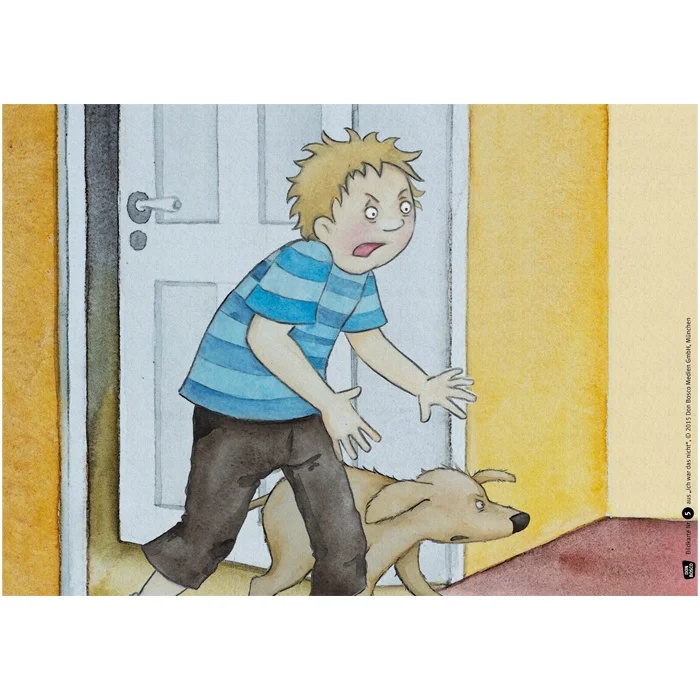boy, gestreifteshemd, blau, tuer, hund