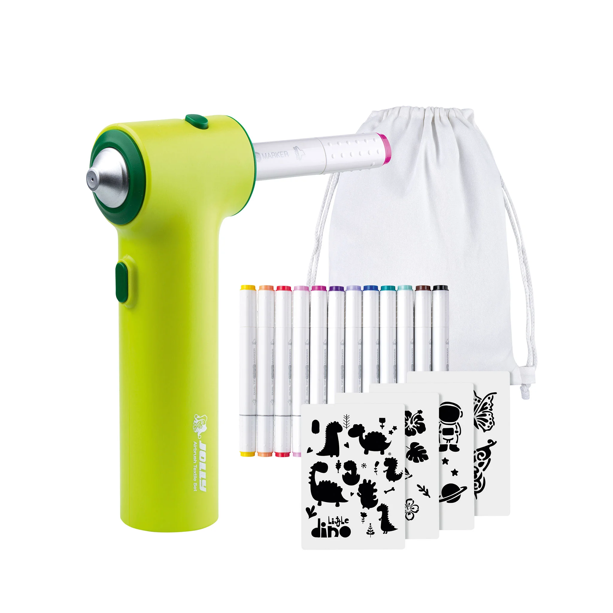Kinder-Druckluftpistole, Stempelmarker, Aufbewahrungstasche, StifteSet, Ausmalset