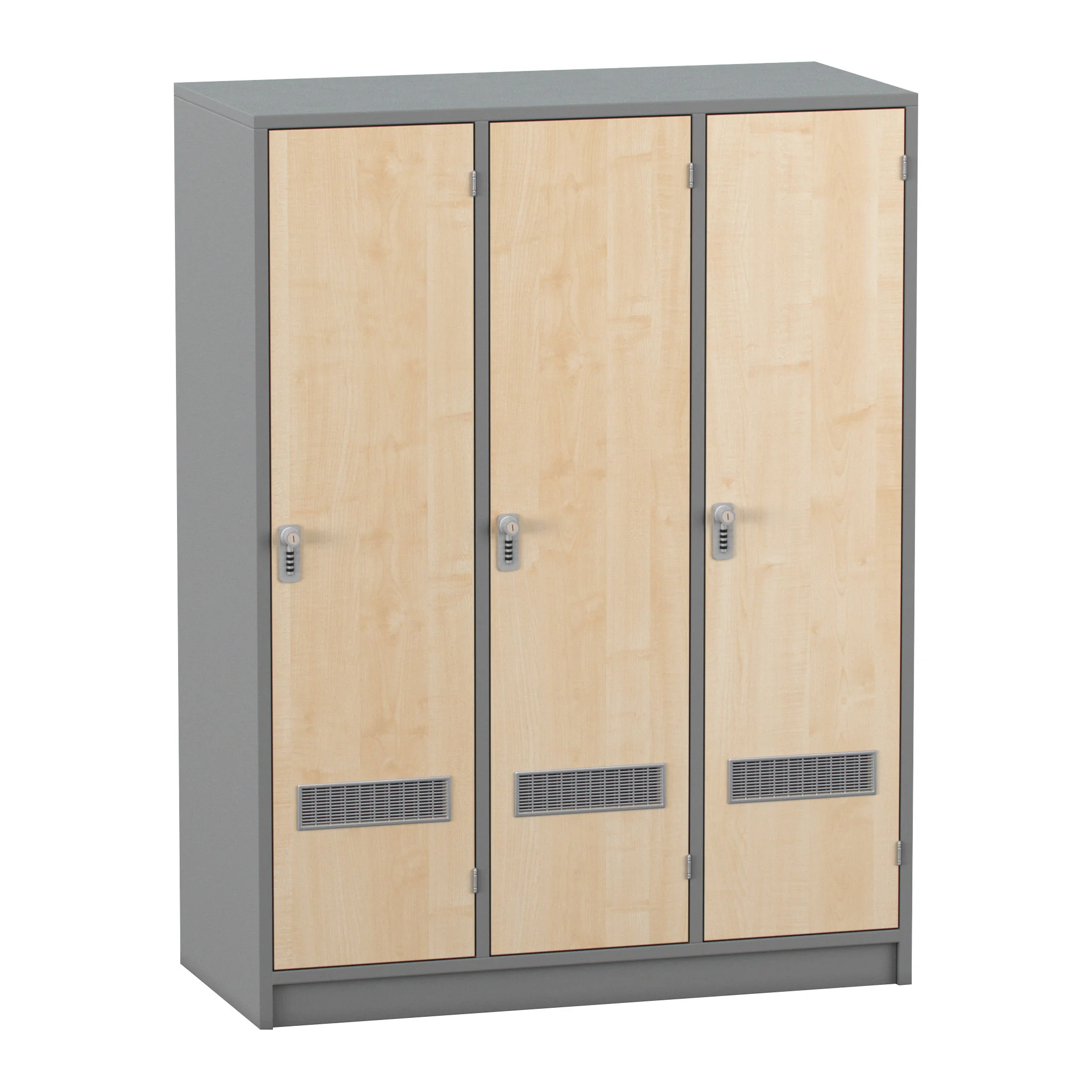 Schränke, Schrank, Metallrahmen, Holz-Türen, Gitterbelüftung