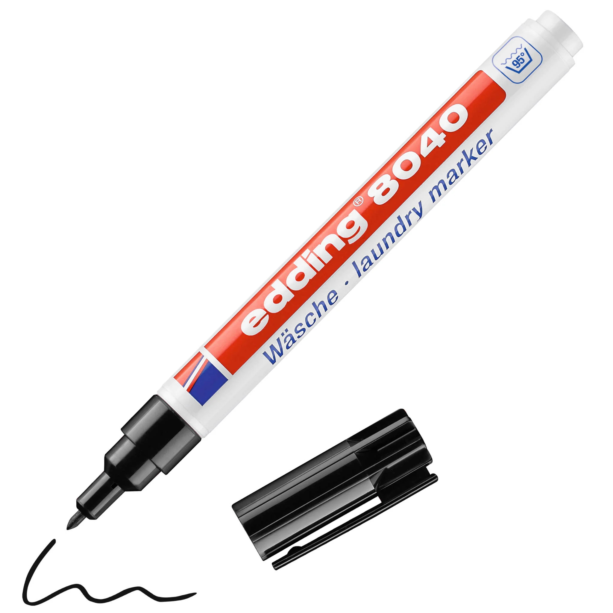 Wäschemarker, schwarze Tinte, Rundspitze, Kunststoffgehäuse