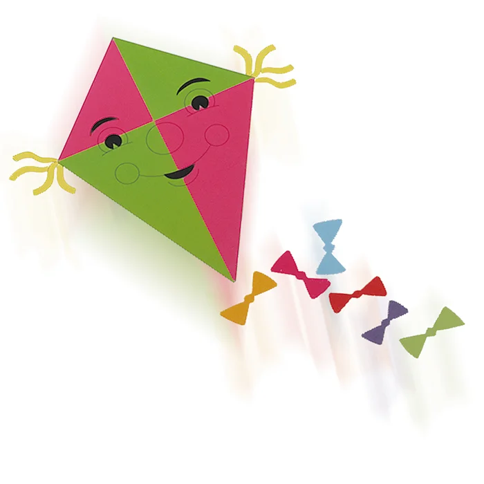 drachenspaß, kites, farbig, geometrisch, kunstprojekt