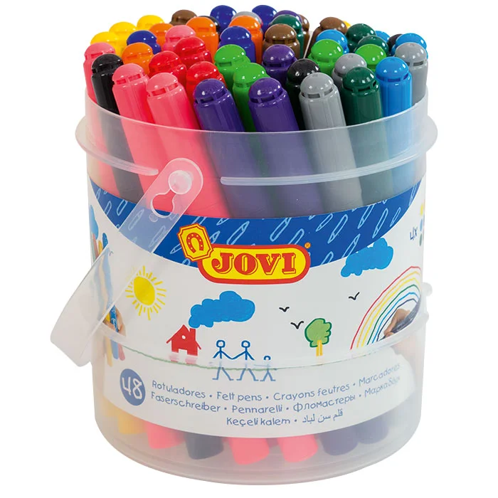 Marker set, Tintenmarker, Bunte Farben, Kunststoffbehälter, Rundbehälter