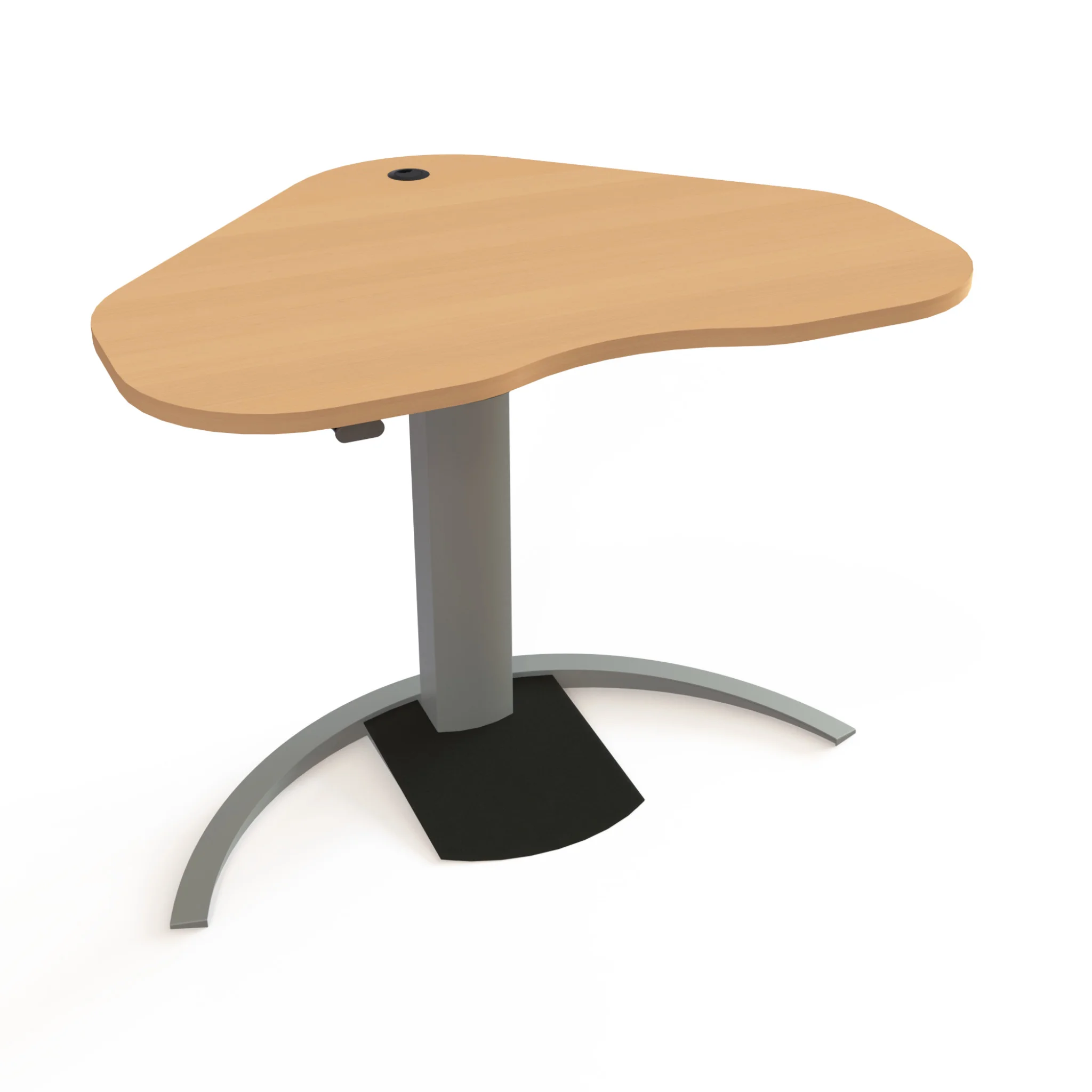 Eckschreibtisch, Holzoberfläche, Stahlbein, Designtisch, Kugelbasis