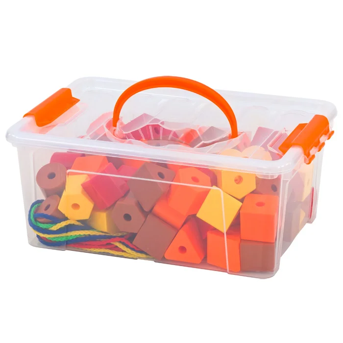 Bauspielzeug, Holzbausteine, Bunt, Aufbewahrungsbox, Portabel