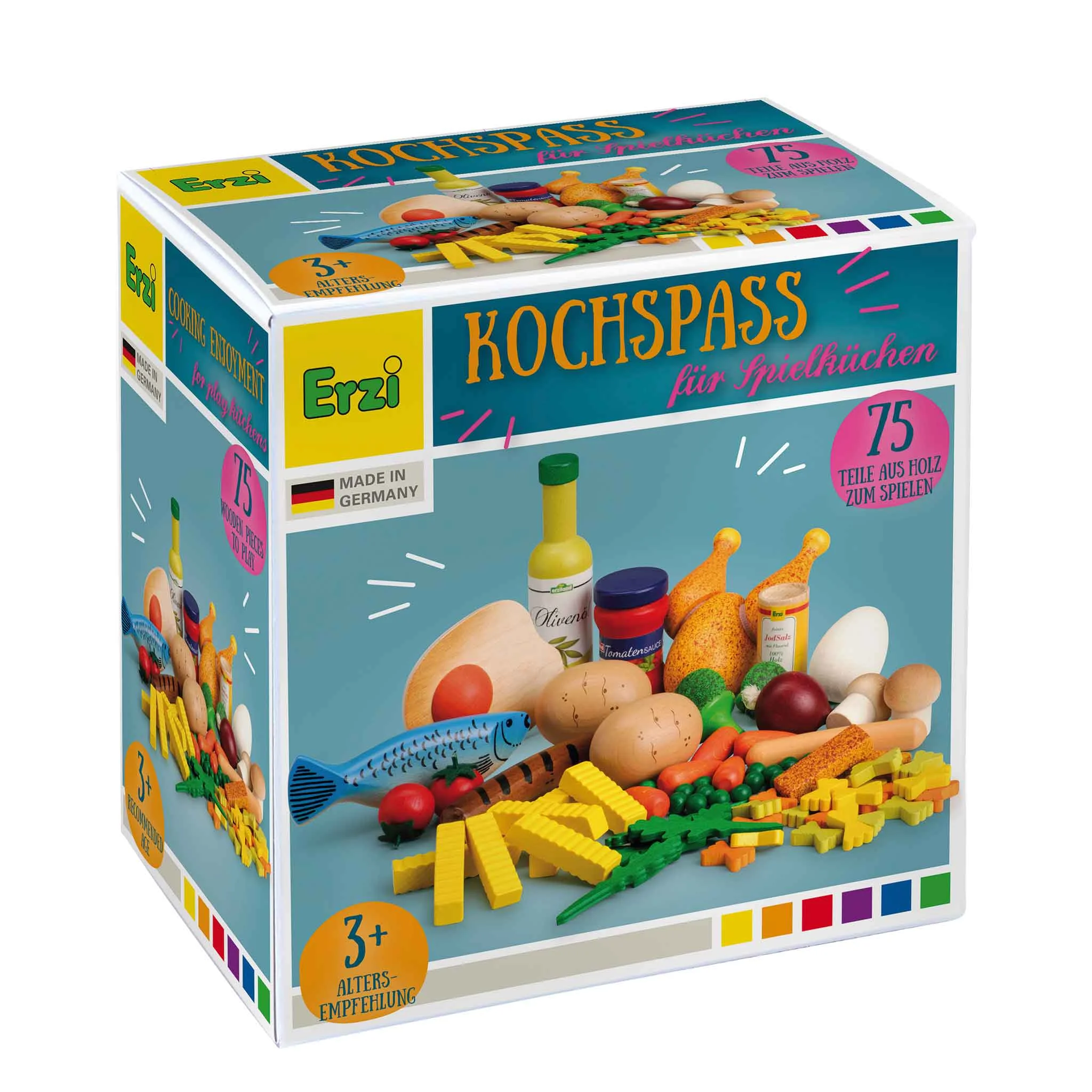 Kochset, Holzbausteine, Lebensmittelset, Spielzeug für Kinder, Holzspielzeug