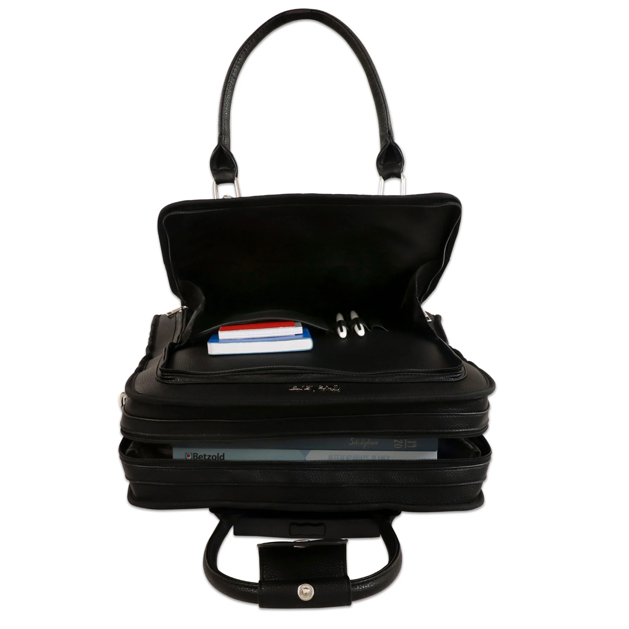 handtasche, schwarz, top-handle, Reißverschluss, Innenfächer