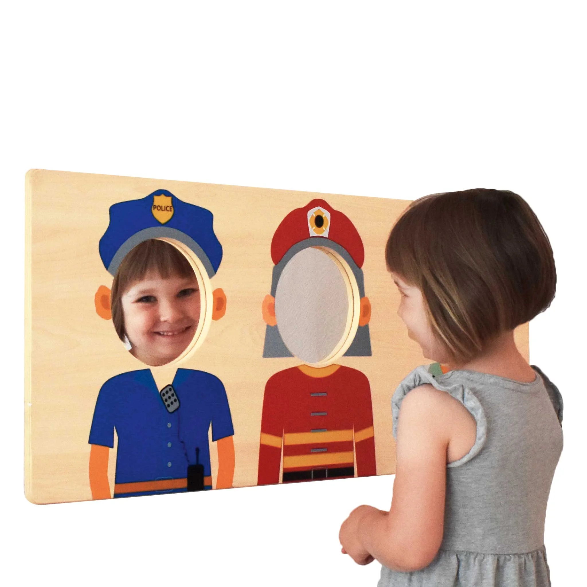 Holzspielplatte, Polizei, Pärchen, Kinderspiel, Fensteraugen-Design