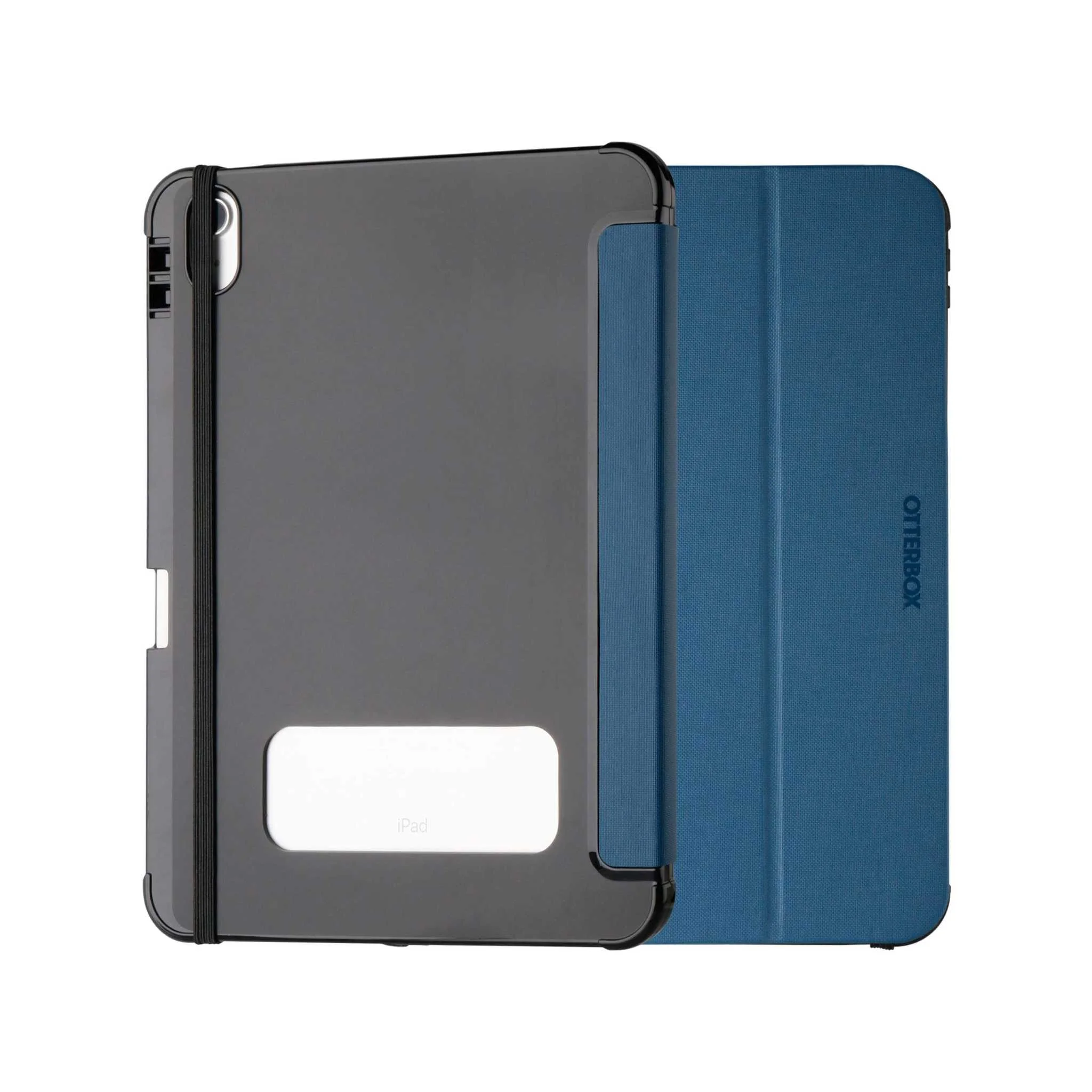 Tablet-Hülle, Rücken-Stand, Blaues Cover, Gummizug, Stand-Slot