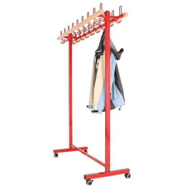 Kleiderständer, Hakenständer, Rollbar, mobil, roter Rahmen