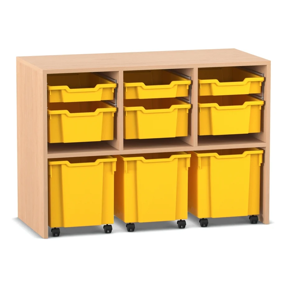 Regal PRO, 76,9 x 108,5 x 48 cm, mit 9 Boxen, Buche hell