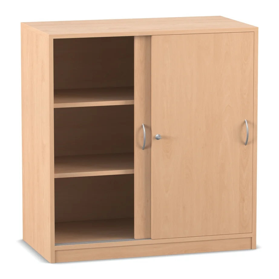 Schiebetürenschrank mit Sockel, 99,1 x 94,4 cm, Buche hell