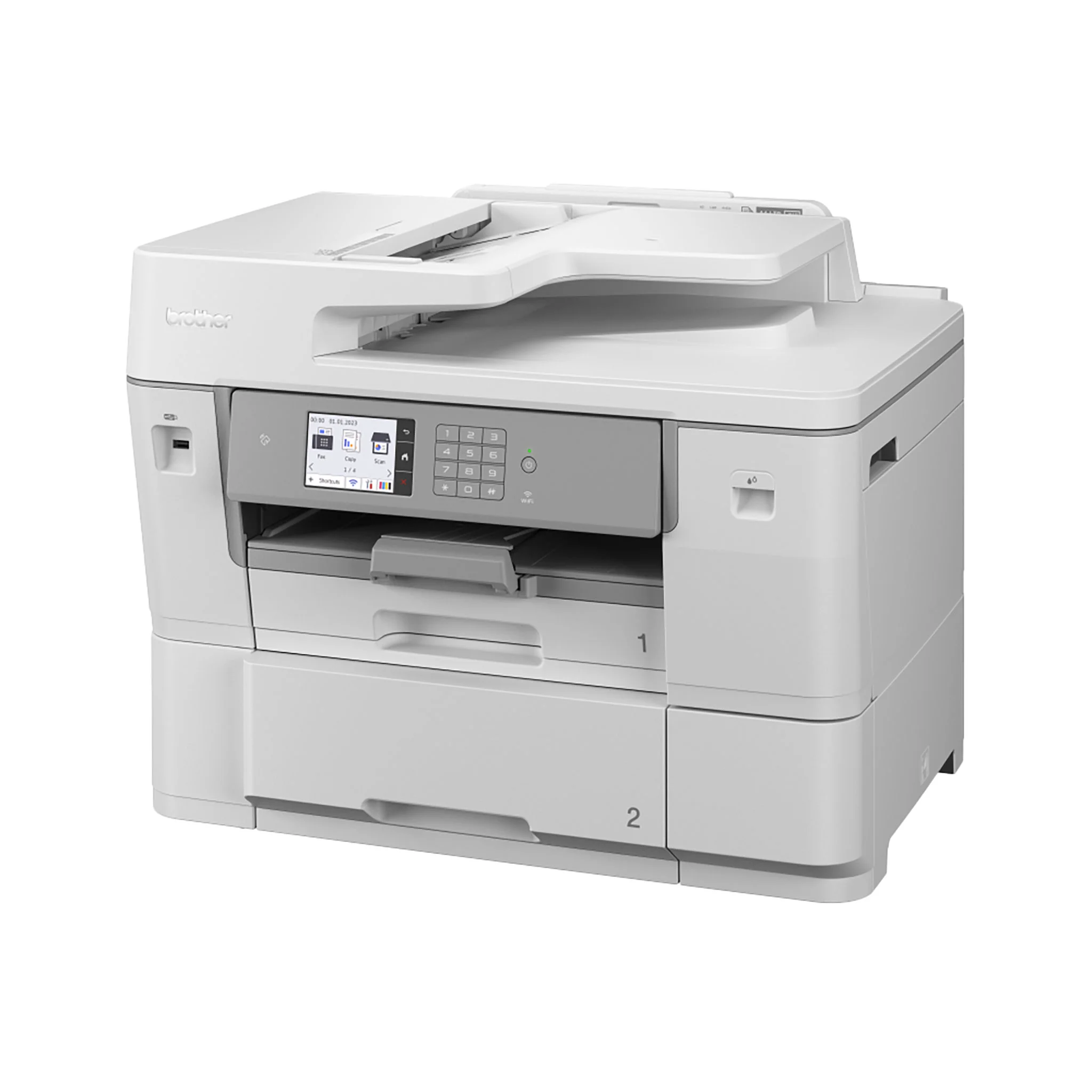 Multifunktioner Drucker, Farbdrucker?, Weiße Farbe, Flatbed-Scanner?, LCD-Bedienfeld
