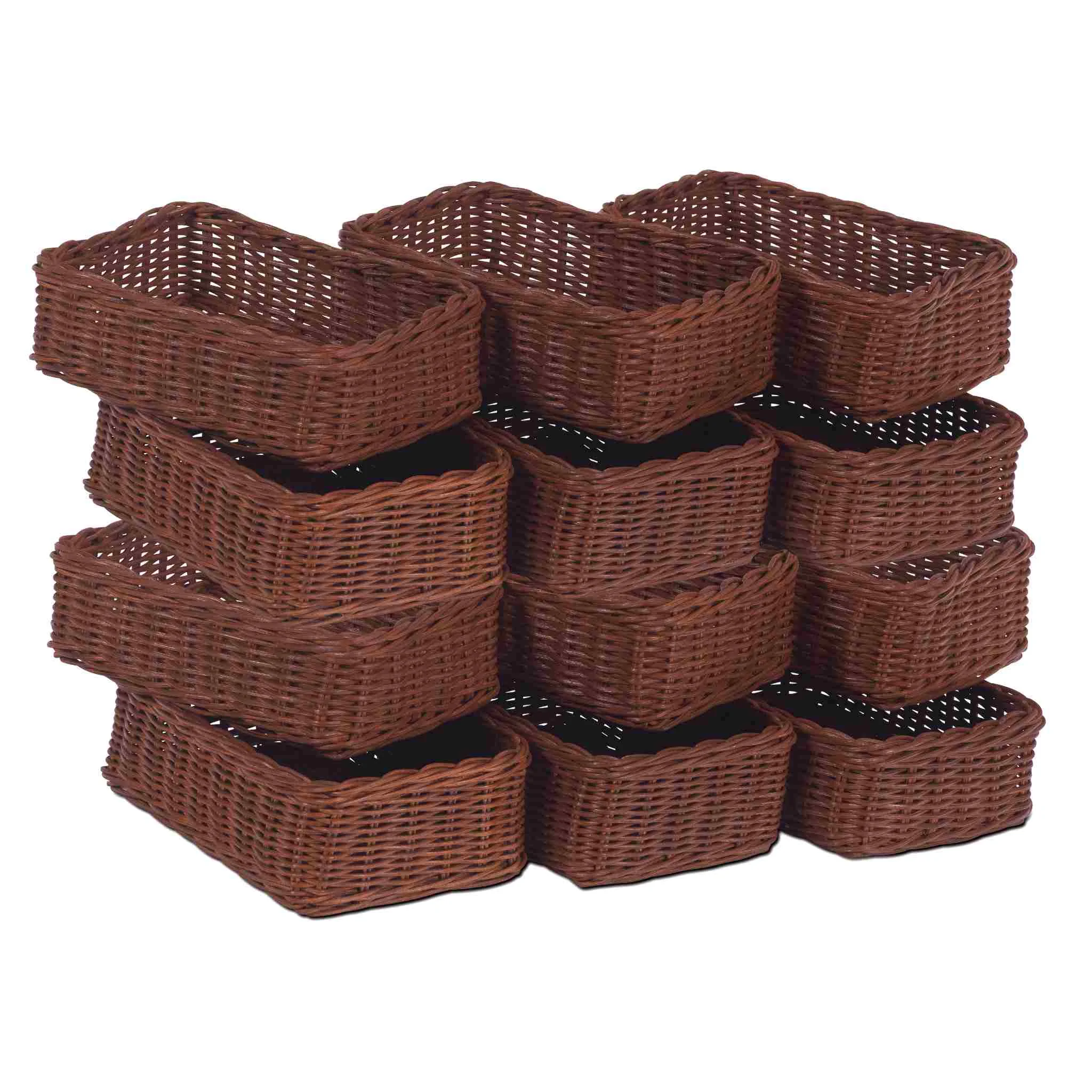 Wandkorb, Rattankorb, Aufbewahrungskorb, Flachkorb, braun