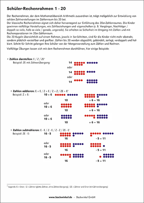 Buch, Schüler-Rechenrhythmus, Erklärbild, Zahlendarstellung, Rechentraining