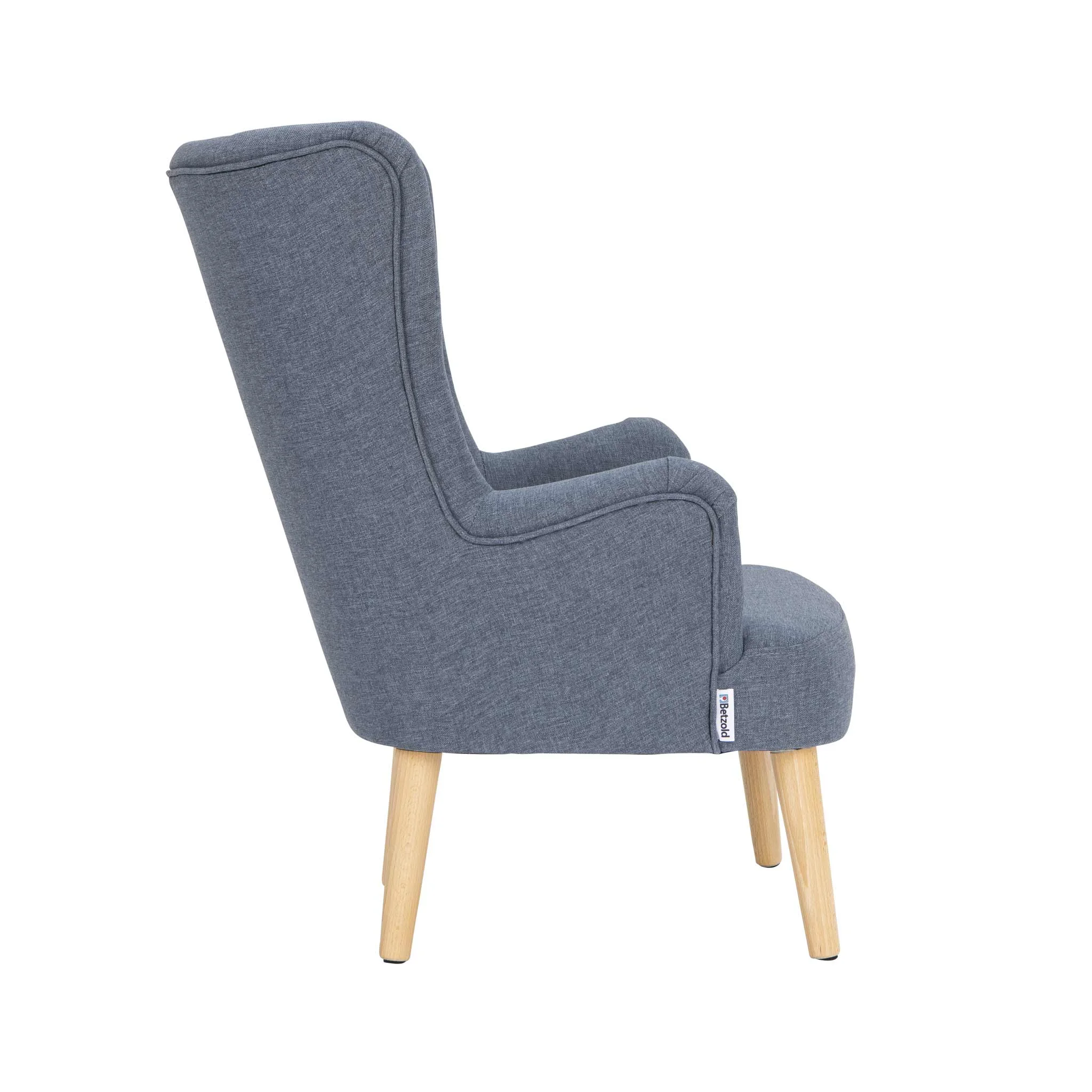 Sessel, Polsterstuhl, Grau, Holzbeine, upholstered