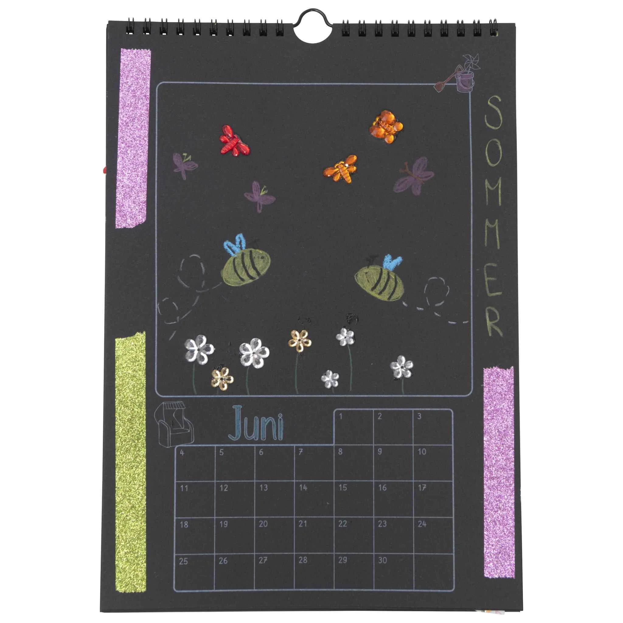 Kalender, Schwarz, Beet-Design, Bienen, Sommer
