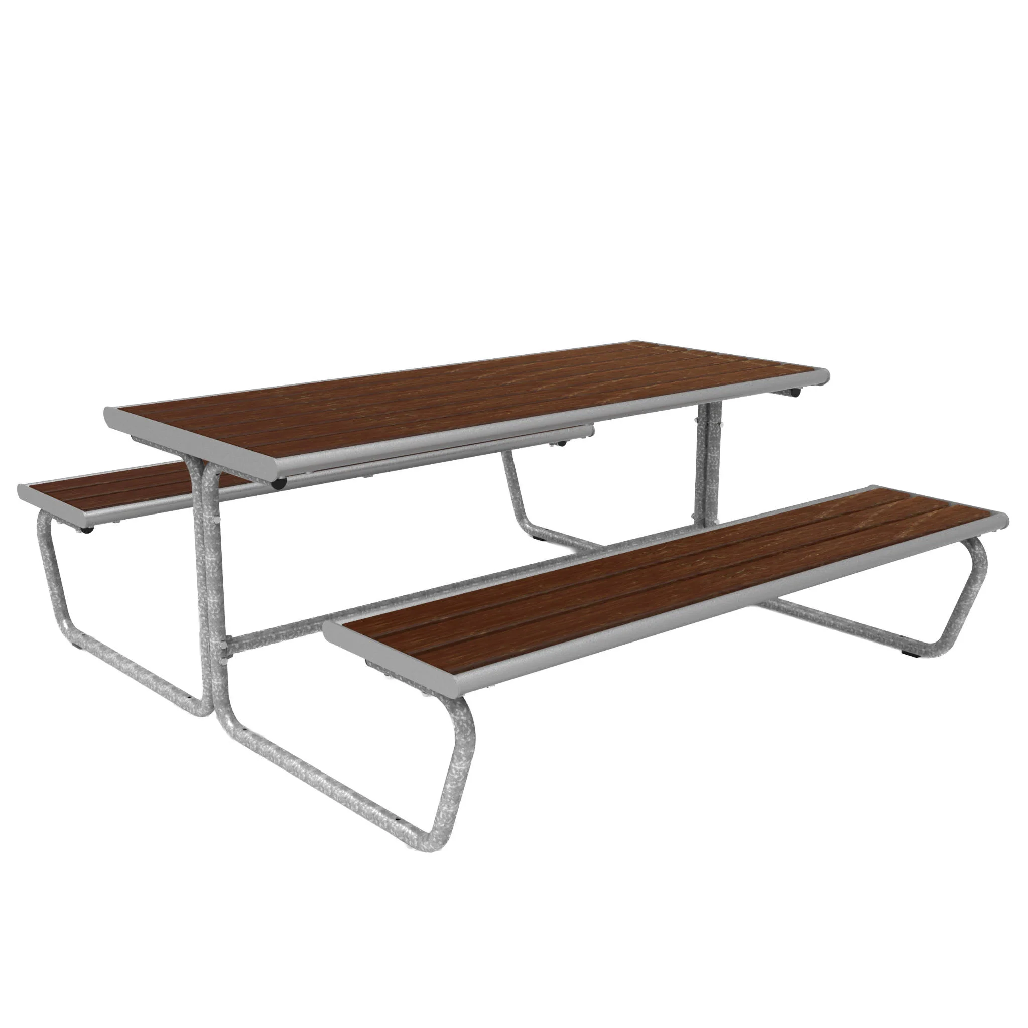 Picnic-Tisch, Holztisch, Metallrahmen, Aufbewahrungsbank, Gartenmöbel