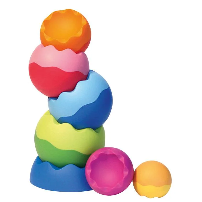 Spielzeug, Kugelturm, Stapelspiel, bunte Kugeln, Silikon/Kunststoff?