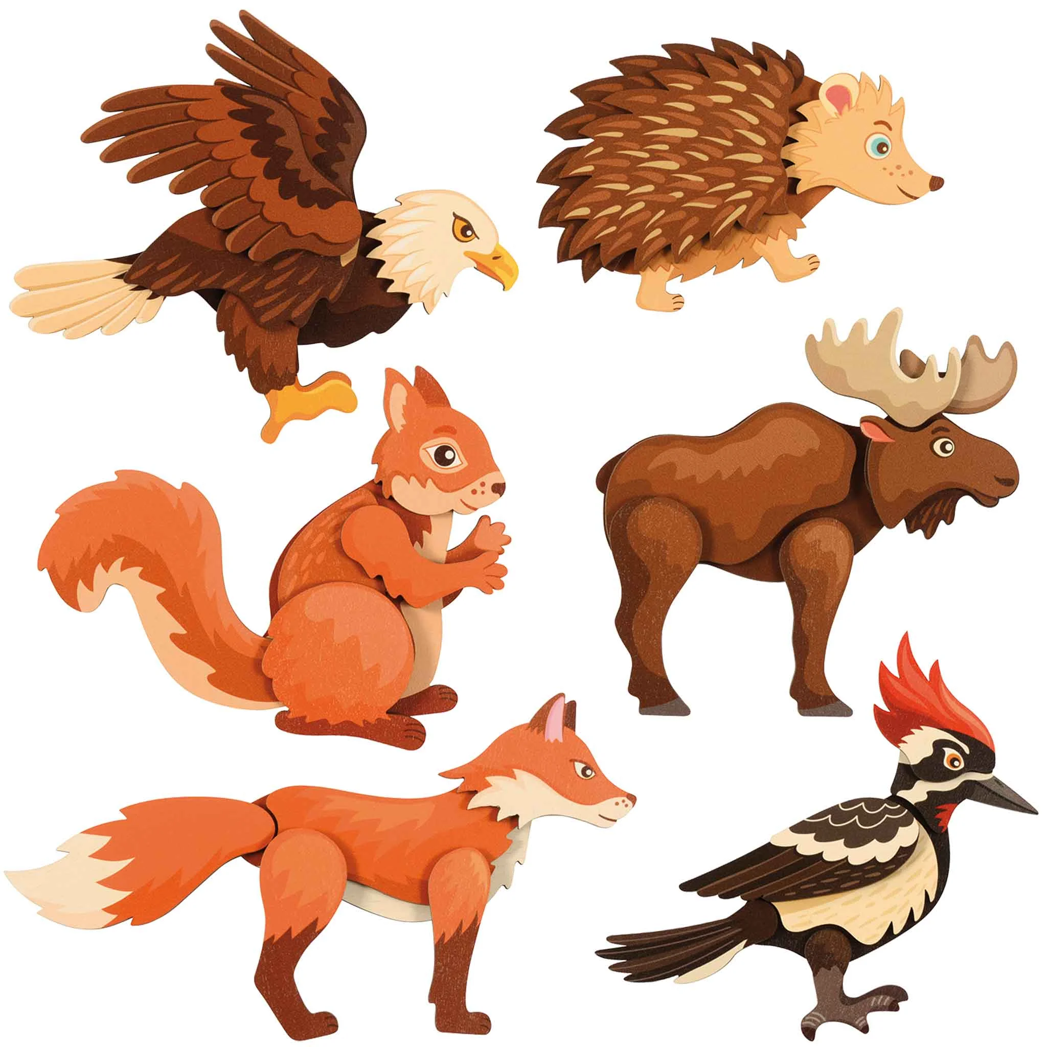 Vögel, Eule, Hirsch, Eichhörnchen, Fuchs