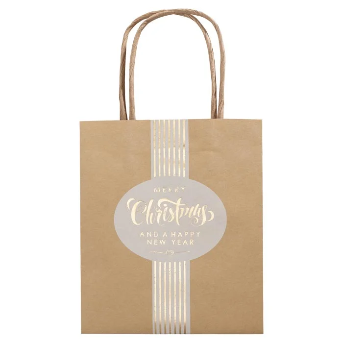 Geschenktüte, Jutebeutel, Kraftpapier, Weihnachtsdesign, Medaillon-Aufdruck