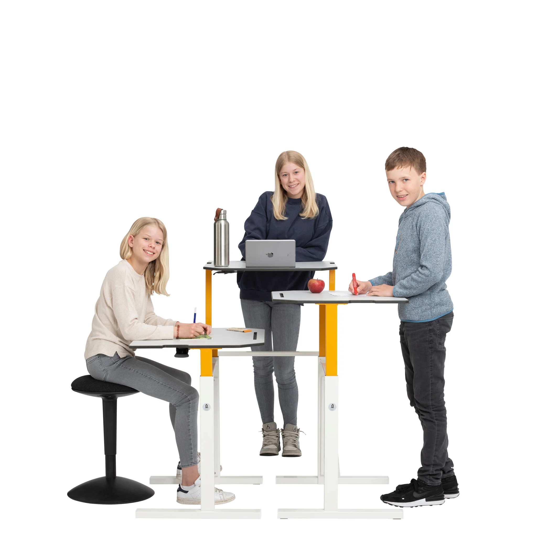 Schulhof-Tische, Höhenverstellbare Tische, Hochstuhl/Schreibtisch-Kombination, Schreibtischhöhe, Kinder/Schüler