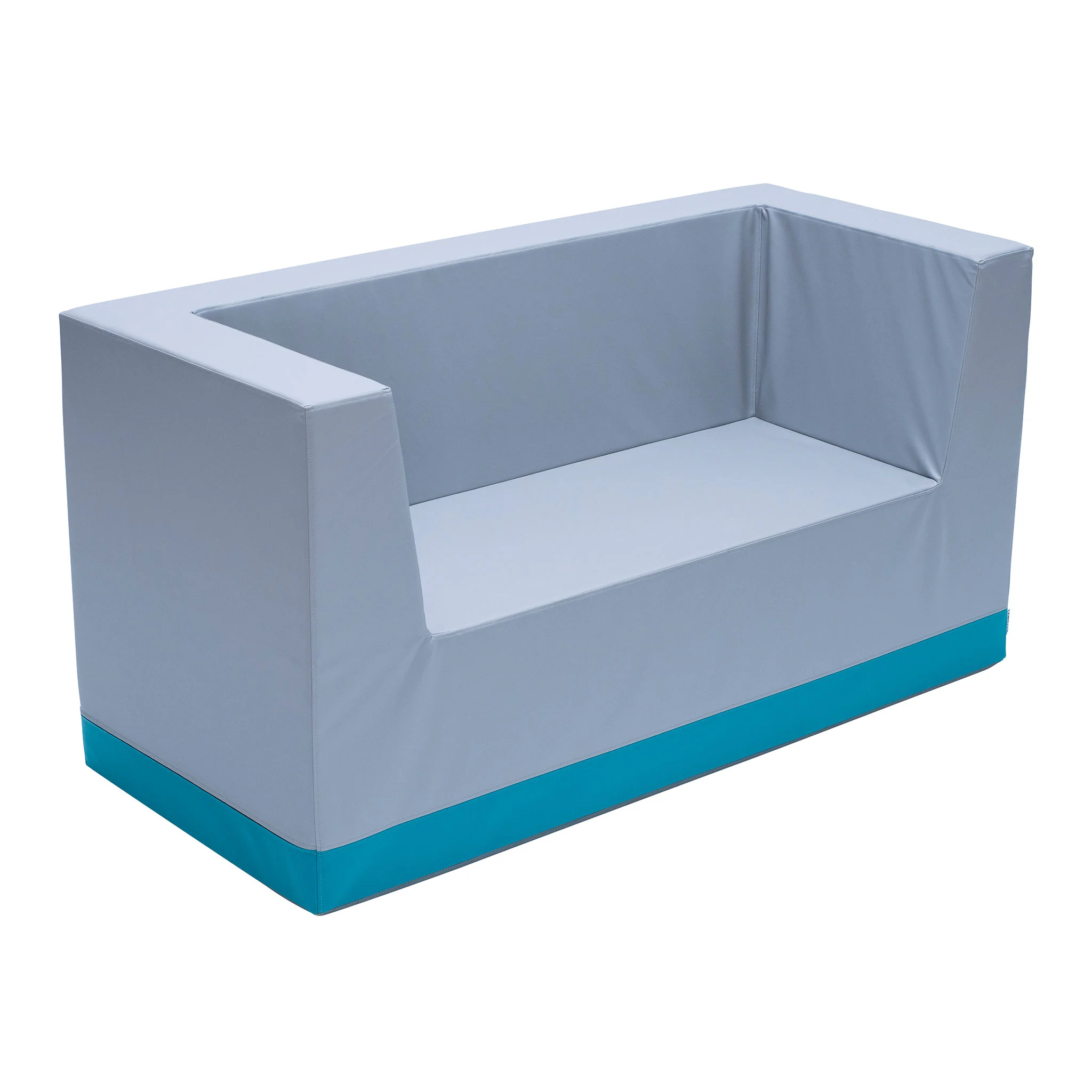 Sofa, Sitzbank, Kunstleder, Hellblau, Gewirke-Basis