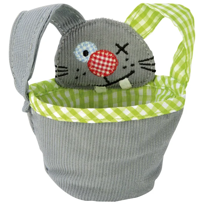 Stofftasche, Kinderhut, Kopfbedeckung, Katzenkopf, Gingham Muster