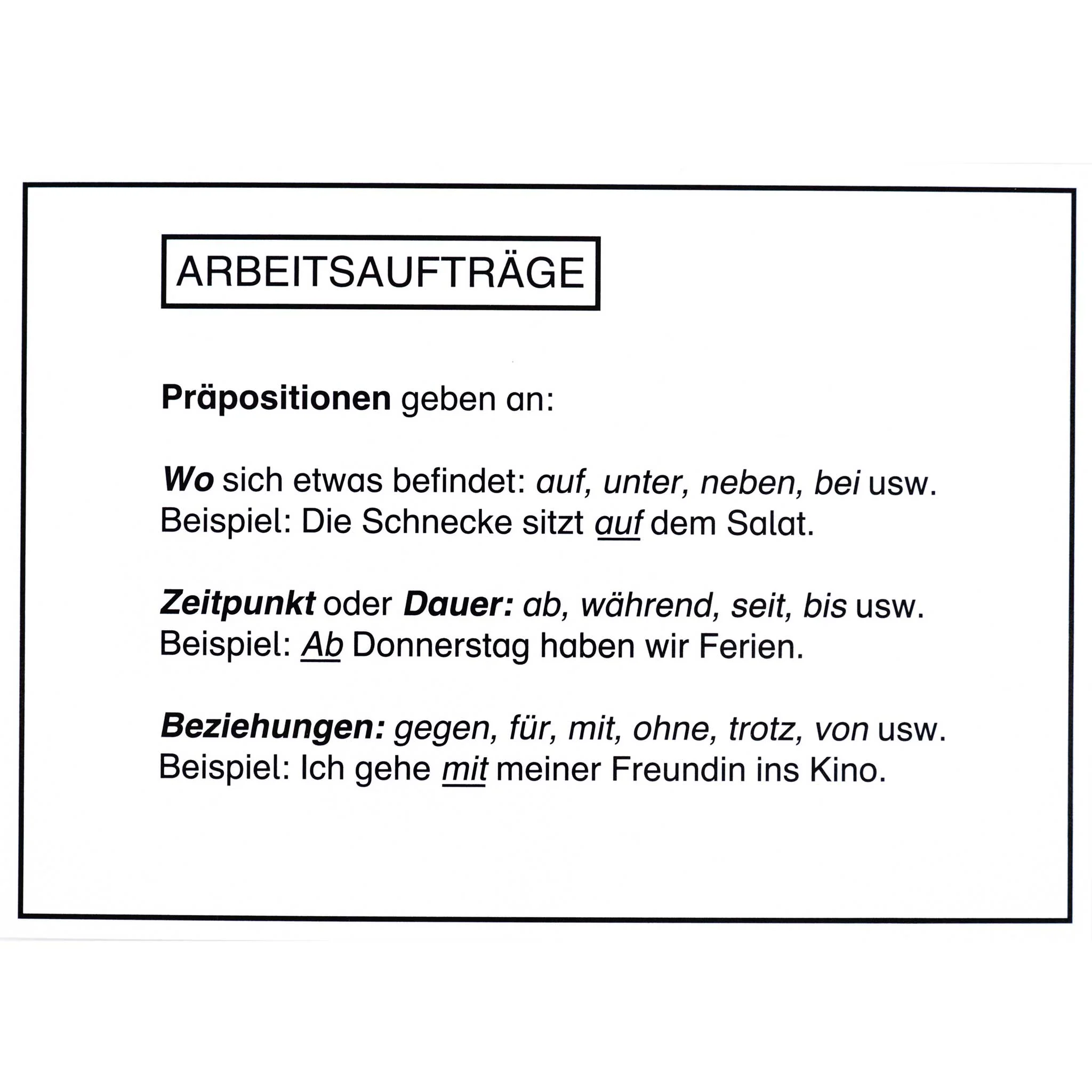 Bildungsplakat, Lernposter, Deutsch, Grammatik, Textbasierte