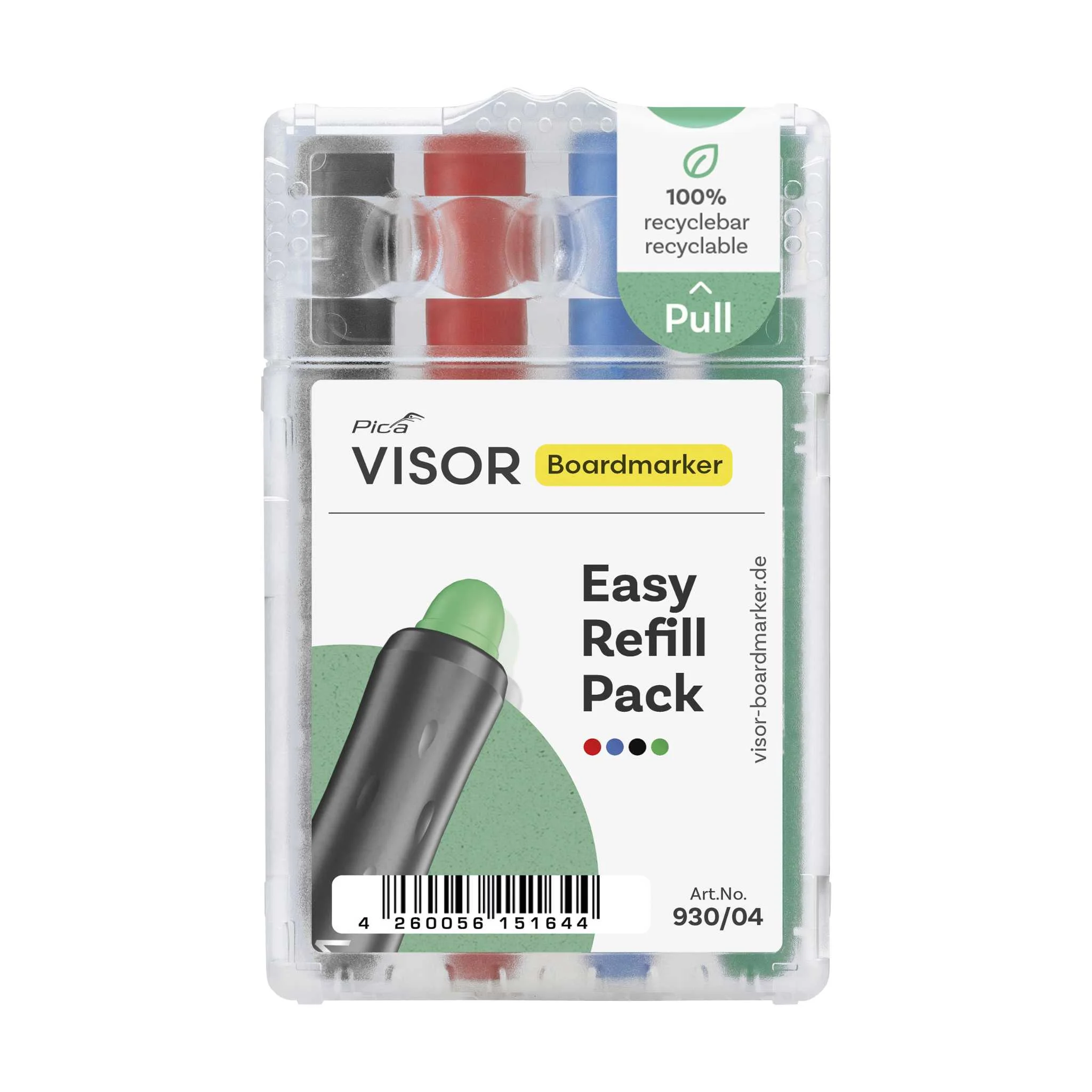 Boardmarker, Visor, Easy Refill Pack, Green cap, Multi-color caps