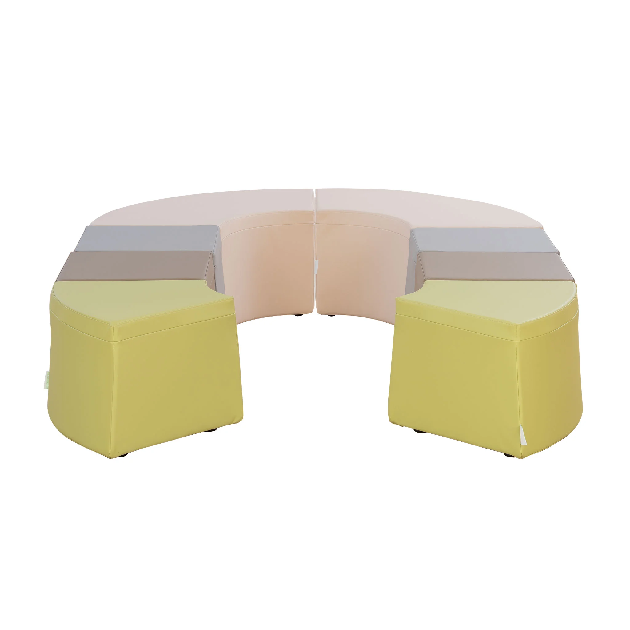modulares Sitzmöbel, Wanderseite Sofa, Farbblock, weiche Polsterung, Eckset