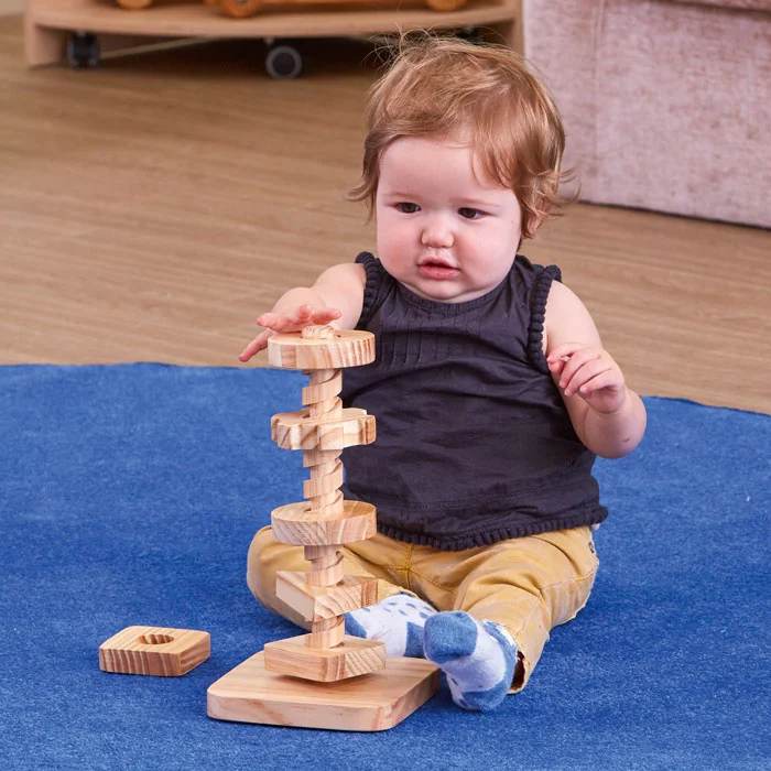 Holzspielzeug, Stapelspiel, Babyspielzeug, Holzbausteine, Tierfreie Farbe