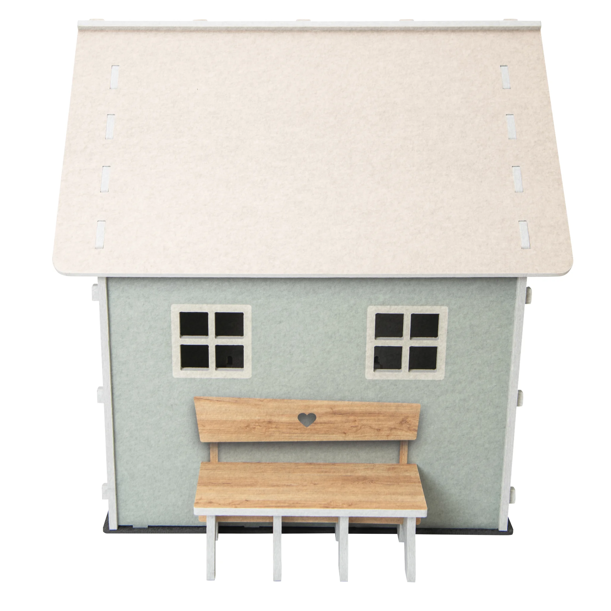 Holzspielzeug, Miniaturhaus, Puppenhaus, Holzhaus, Sitzbank