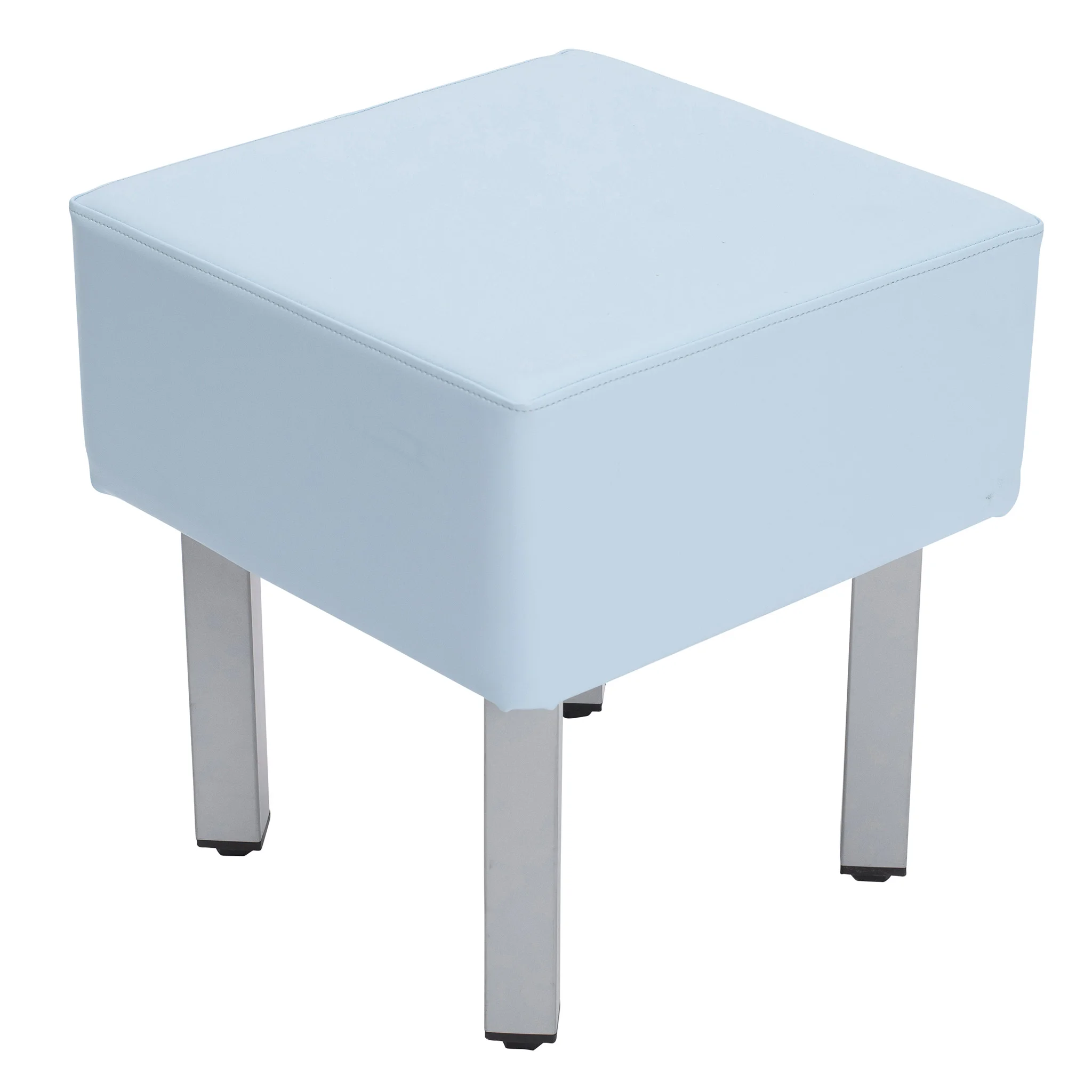 Hocker, Pouf, Hellblau, gepolstert, Metallbeine