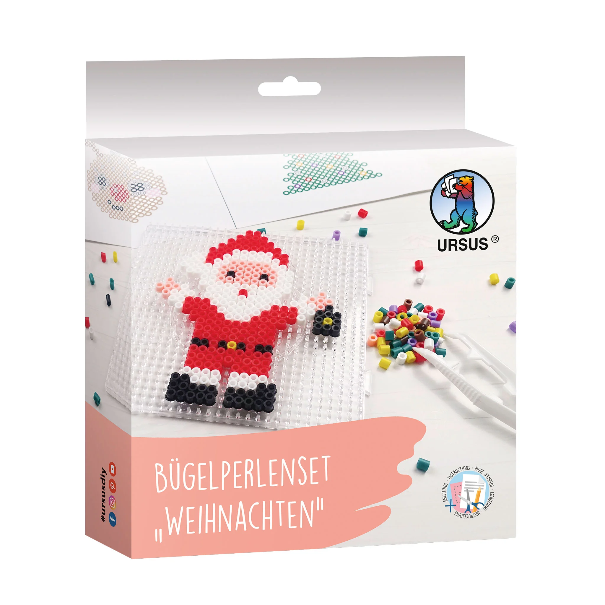 Perlenbild, Weihnachtsmann, Perlenkunst, DIY-Set, Hama-Perlen