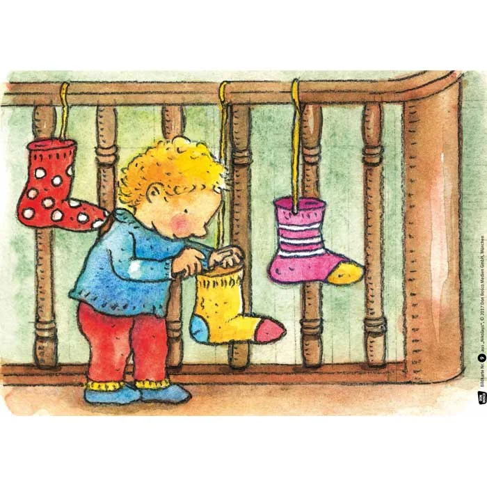 Kind, Stiefel, Socken, hängende Socken, Holzgeländer