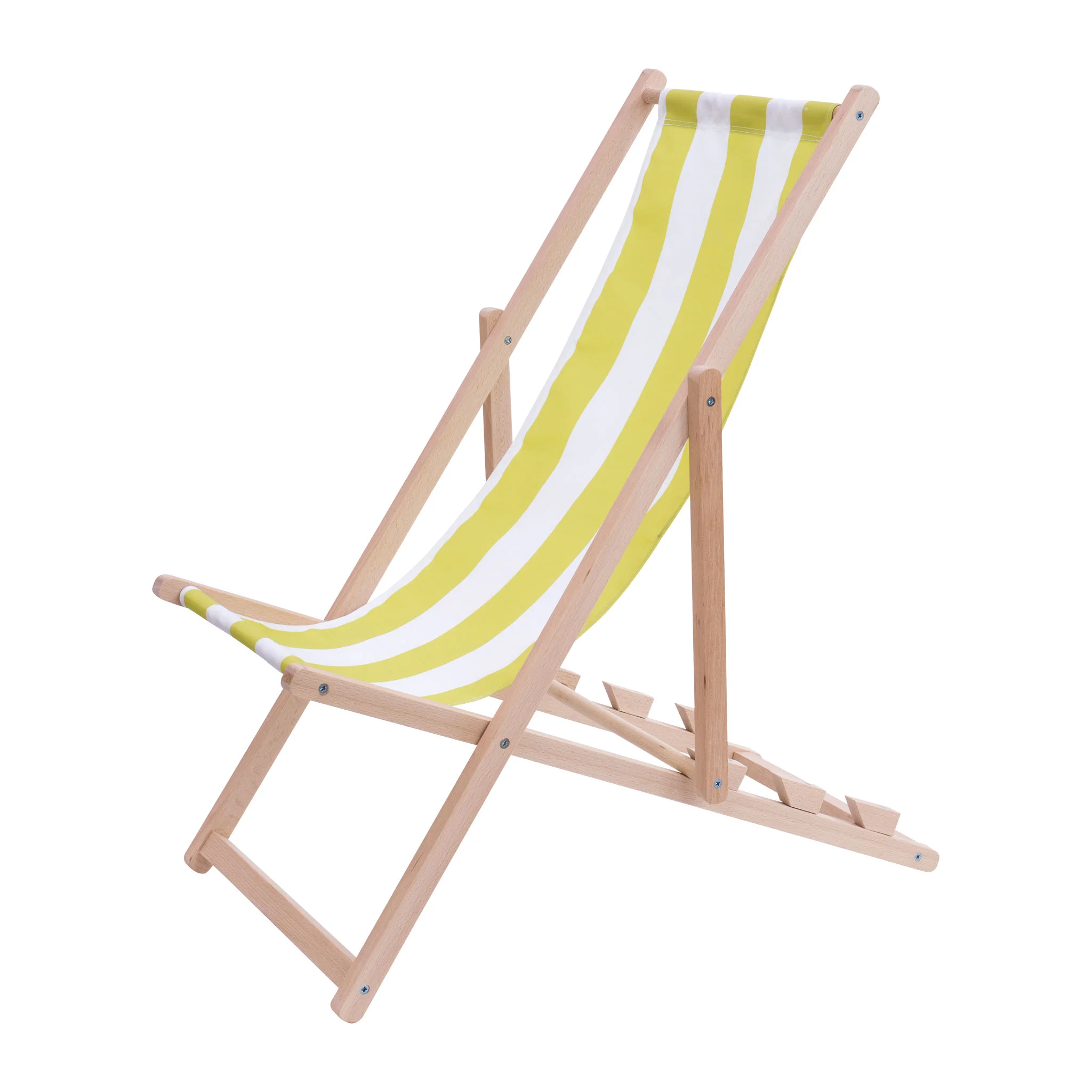 Strandkorb, Holzgestell, Stoffstuhl, Gelb, Gestreift