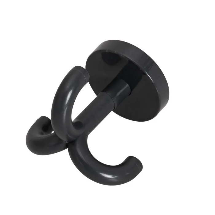 Wandhaken, Doppelhaken, schwarz, Metall, Schraubmontage