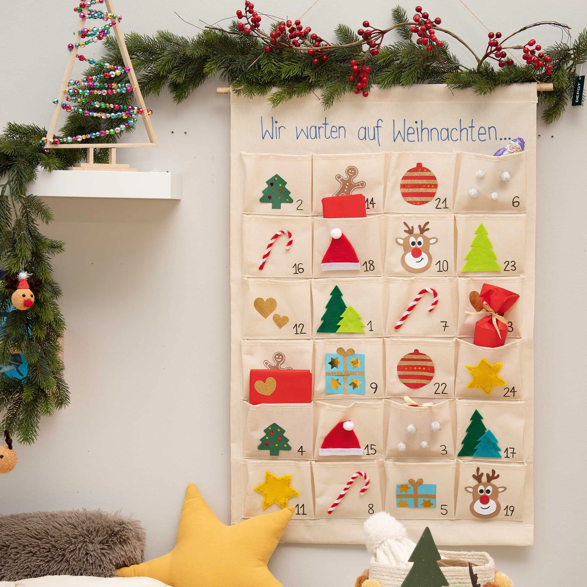 Adventskalender,  Weihnachtsdekor,  Türchen,  Stoffkalender,  Geschenkidee